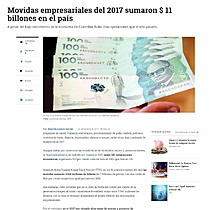 Movidas empresariales del 2017 sumaron $ 11 billones en el pas